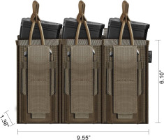 Tactical Molle Mag Pouch, Open-Top Molle Double/Triple Stacker 5.56 7.62 Magazine Pouches Holder Carrier for Rifle M4 M14 G36 HK416 AR-15 and Glock 17 19 M1911 9MM Magazines Holster 3 Rifles+3 Pistols-Coyote Brown