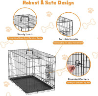 DUMOS Dog Crate, 36 Inch Medium Double Door Dog Cage with Divider Panel and Plastic Leak-Proof Pan Tray, Folding Metal Wire Pet Kennel for Indoor, Outdoor, Travel 36.61