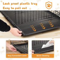 DUMOS Dog Crate, 36 Inch Medium Double Door Dog Cage with Divider Panel and Plastic Leak-Proof Pan Tray, Folding Metal Wire Pet Kennel for Indoor, Outdoor, Travel 36.61