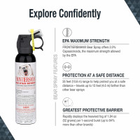 SABRE Frontiersman 9.2 fl oz. Bear Spray, Maximum Strength 2.0% Major Capsaicinoids, Powerful 35 ft. Range Bear Deterrent and Bear Horn with Locking Top