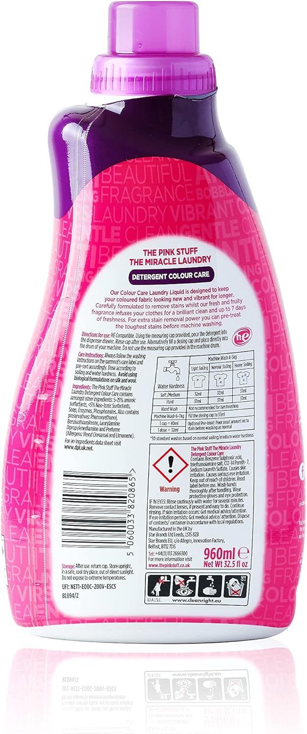 Stardrops - The Pink Stuff - The Miracle Laundry Detergent Color Care Liquid - 32oz Pack of 2