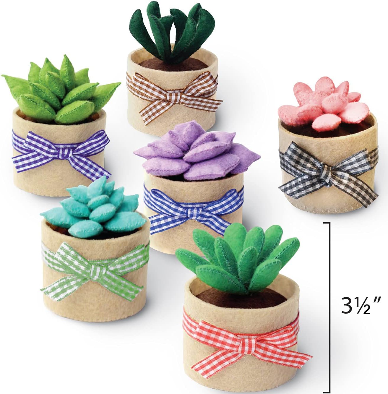 Felt Succulents Craft Kit. Make 6 Potted Colorful Plushies & A Display Rack. Mini Garden DIY Sewing Project, Activity Set, Arts & Crafts Supplies - Great Gift for Teens and Adults Succulent Sewing Craft Kit