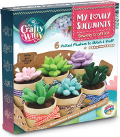 Felt Succulents Craft Kit. Make 6 Potted Colorful Plushies & A Display Rack. Mini Garden DIY Sewing Project, Activity Set, Arts & Crafts Supplies - Great Gift for Teens and Adults Succulent Sewing Craft Kit