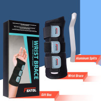 FEATOL Wrist Brace Hand Brace, Carpal Tunnel Wrist Splint Night Support for Women Men, Pain Relief Support -Tendonitis, Arthritis, Sprain, Right Hand, Small/Medium Small/Medium (Pack of 1) Right Hand -Black
