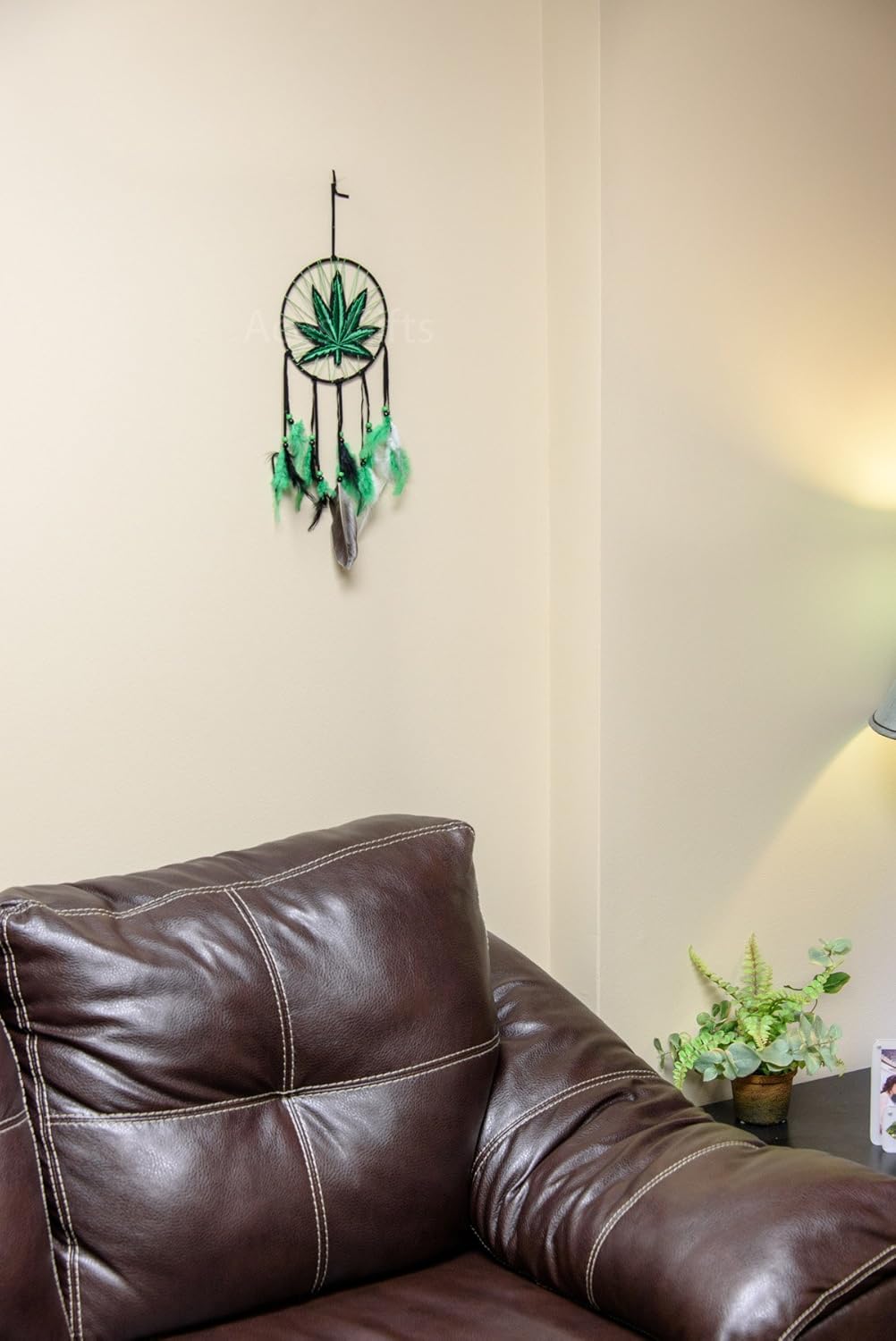 Marijuana Leaf Pot Weed Embroidered Dream Catcher (16 Inches Long)