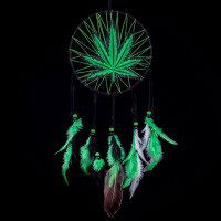 Marijuana Leaf Pot Weed Embroidered Dream Catcher (16 Inches Long)