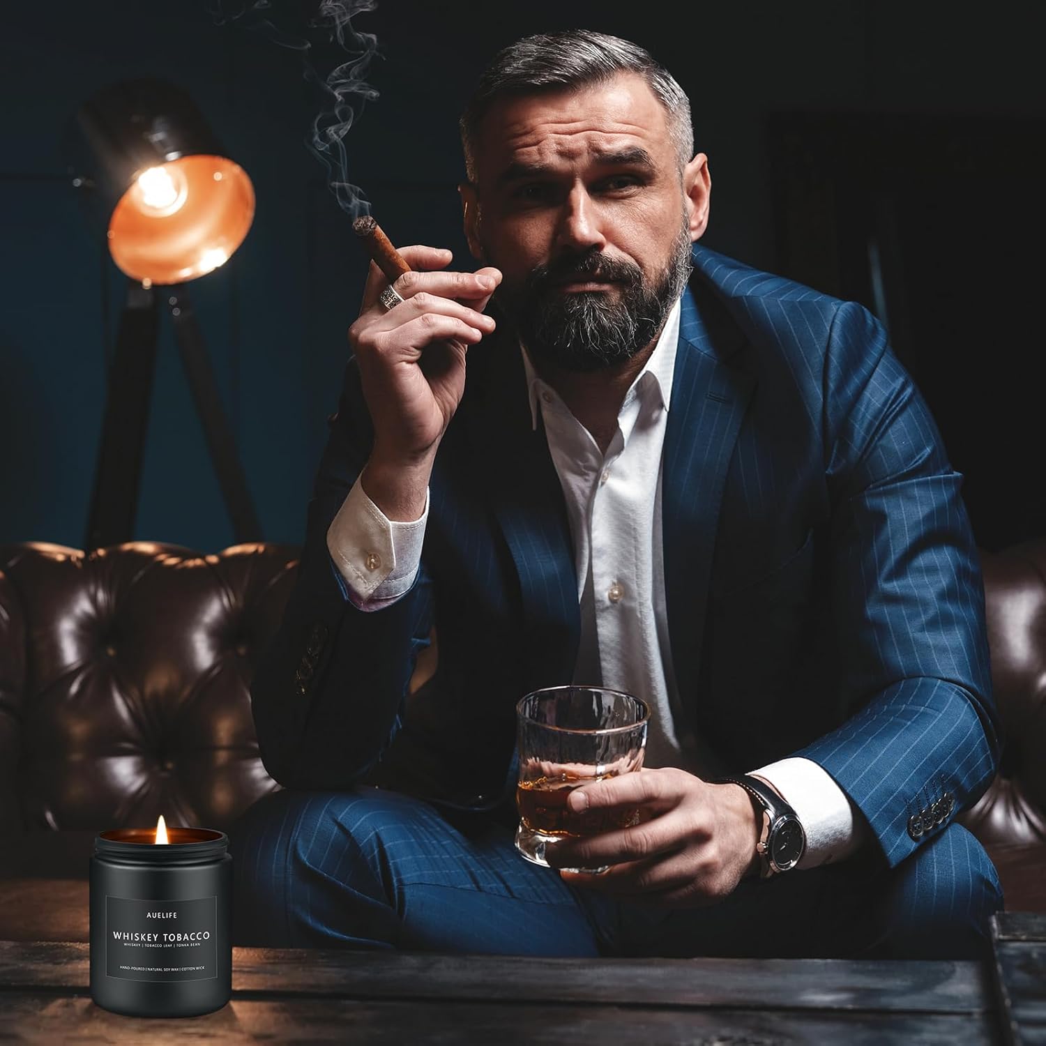 Scented Candles Set | Men Candle Set, Scented Candles for Home, Gifts for Men Aromatherapy Gift Set - 4 Pack Manly Gifts for Dad Fathers Day, Soy Candle of Leather/Smoke & Vanilla/Oak/Lavender Leather/Smoke & Vanilla/Oak/Lavender Pack of 4