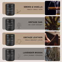 Scented Candles Set | Men Candle Set, Scented Candles for Home, Gifts for Men Aromatherapy Gift Set - 4 Pack Manly Gifts for Dad Fathers Day, Soy Candle of Leather/Smoke & Vanilla/Oak/Lavender Leather/Smoke & Vanilla/Oak/Lavender Pack of 4