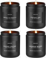 Scented Candles Set | Men Candle Set, Scented Candles for Home, Gifts for Men Aromatherapy Gift Set - 4 Pack Manly Gifts for Dad Fathers Day, Soy Candle of Leather/Smoke & Vanilla/Oak/Lavender Leather/Smoke & Vanilla/Oak/Lavender Pack of 4