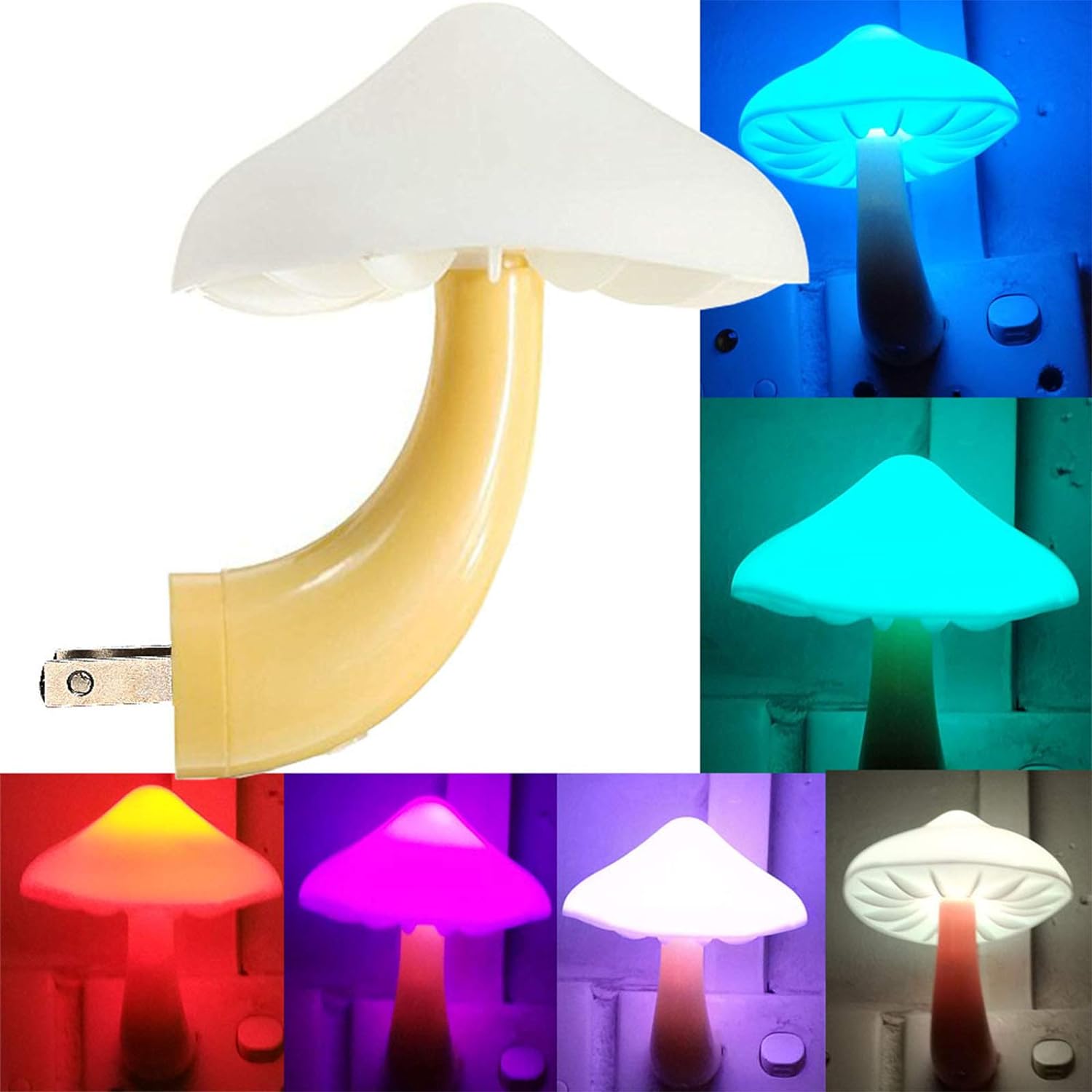 AUSAYE Sensor LED Night Light Plug in Lamp Mushroom Night Light 7-Color Changing Magic Mini Pretty Mushroom-Shaped Night Lights for Adults Kids NightLight Color Changing 1 Pack