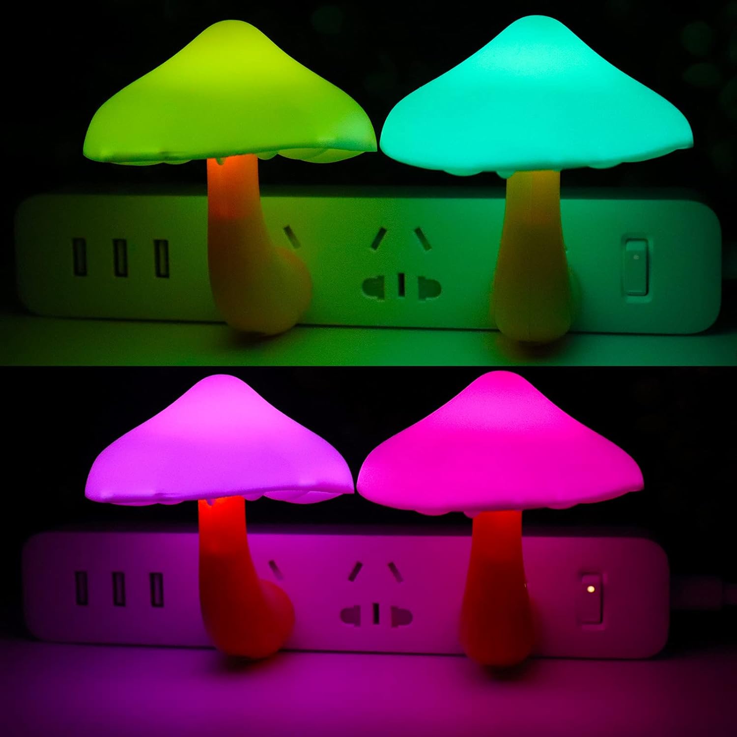 AUSAYE Sensor LED Night Light Plug in Lamp Mushroom Night Light 7-Color Changing Magic Mini Pretty Mushroom-Shaped Night Lights for Adults Kids NightLight Color Changing 1 Pack