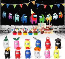 Géneric Merch Figurines Set, Collection Toys for Game Fans, Mini Character Action Figure Decorations, Astronaut Crewmate Desk Toy Gift for Children, Cake Topper Party Supply (12 Set)