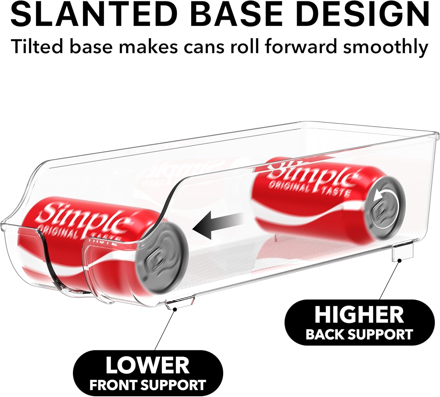 Simple Houseware Soda Can Organizer and Dispenser for Refrigerator / Pantry, Clear, Set of 2 2 Pack Standard Can
