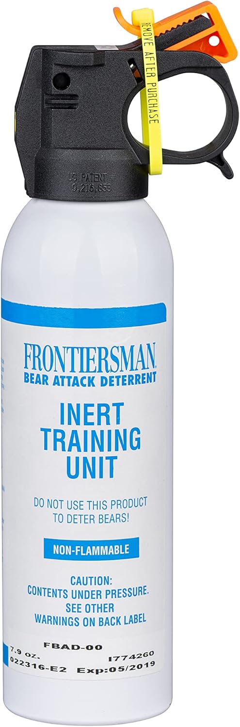 SABRE Frontiersman Practice Bear Spray, 7.9 oz Inert Canister, Practice Before You Go, Realistic Canister Increases Familiarity and Confidence in Use Inert Bear and Mountain Lion Spray