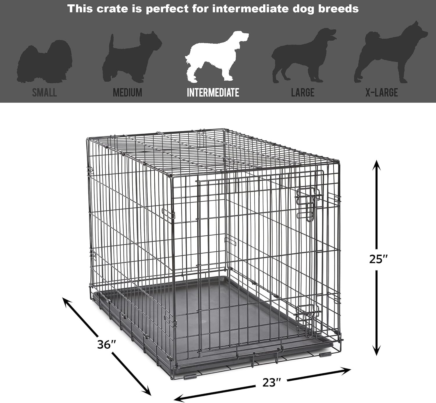 New World Single Door Folding Metal 36-Inch Dog Crate, Enhanced Security, Includes Leak-Proof Pan & Divider Panel, For Medium to Large Sized Breeds
