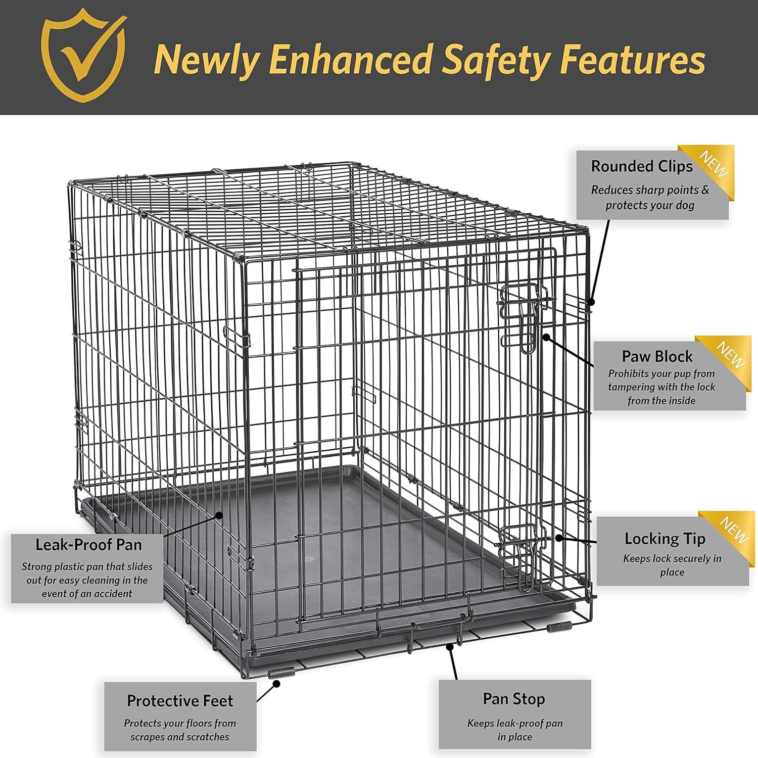 New World Single Door Folding Metal 36-Inch Dog Crate, Enhanced Security, Includes Leak-Proof Pan & Divider Panel, For Medium to Large Sized Breeds