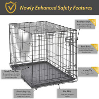 New World Single Door Folding Metal 36-Inch Dog Crate, Enhanced Security, Includes Leak-Proof Pan & Divider Panel, For Medium to Large Sized Breeds