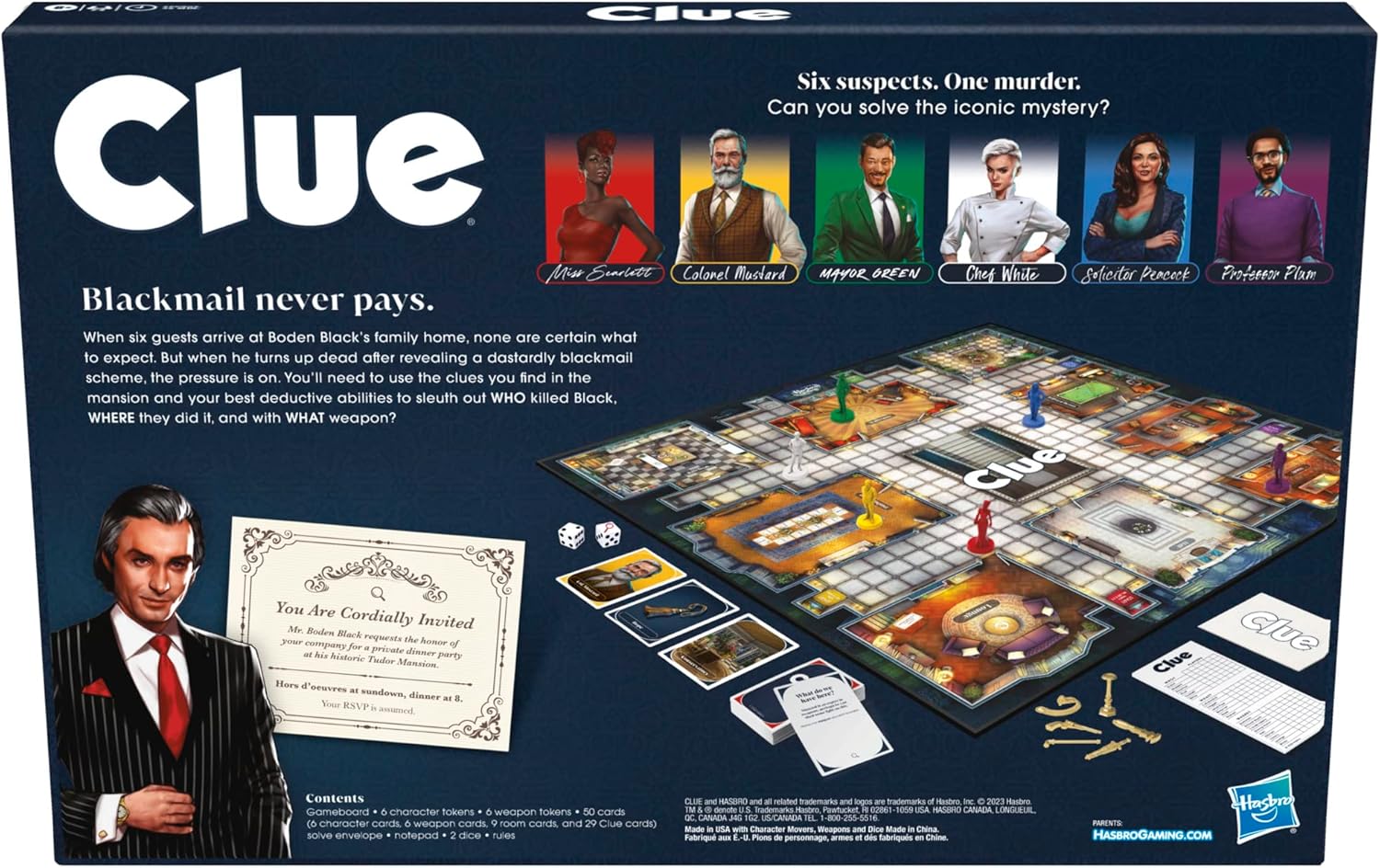 Clue Board Game for Ages 8 and Up, Reimagined Clue Game for 2-6 Players, Mystery, Detective, Family Games for Kids and Adults