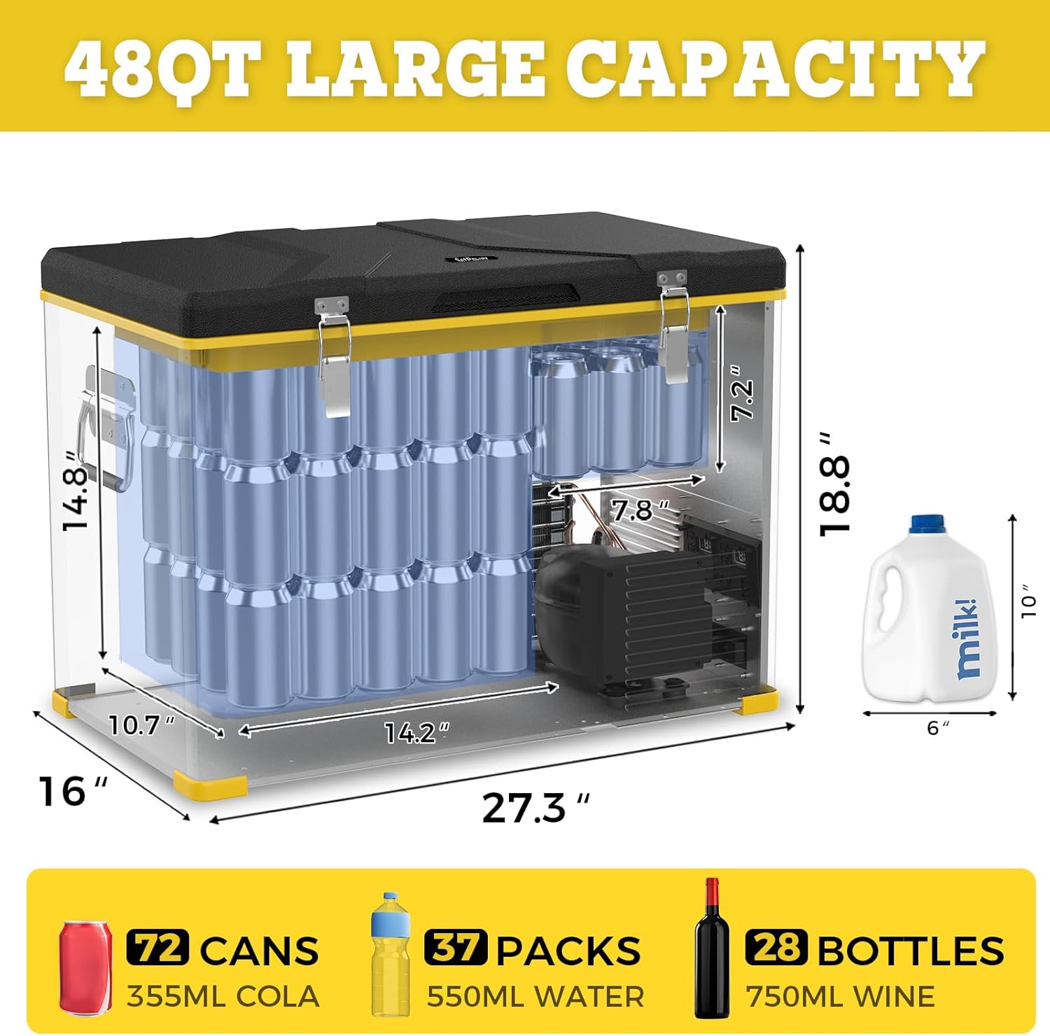 SetPower RV45S Single Zone Portable Refrigerator, 12 Volt Fridge Freezer for Home and Car Use, Ideal for Traveling, Camping, Road Trip, 0℉-50℉, DC 12/24V, AC 110V (48 Quart)