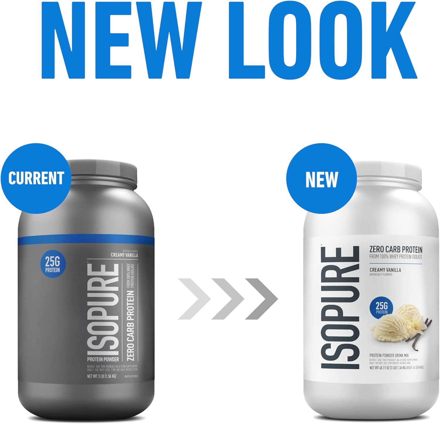 Isopure Zero Carb 100% Pure Whey Isolate Protein Powder, Lactose Free, Gluten Free, With Vitamins, Creamy Vanilla, 25g Protein Per Serving, 3 Lbs, 44 Servings (Packaging May Vary) Creamy Vanilla 3 Pound (Pack of 1)