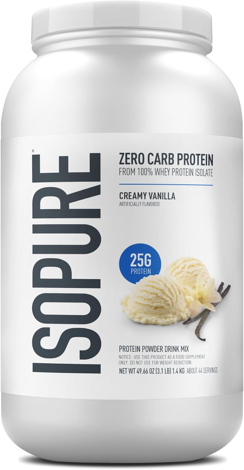 Isopure Zero Carb 100% Pure Whey Isolate Protein Powder, Lactose Free, Gluten Free, With Vitamins, Creamy Vanilla, 25g Protein Per Serving, 3 Lbs, 44 Servings (Packaging May Vary) Creamy Vanilla 3 Pound (Pack of 1)
