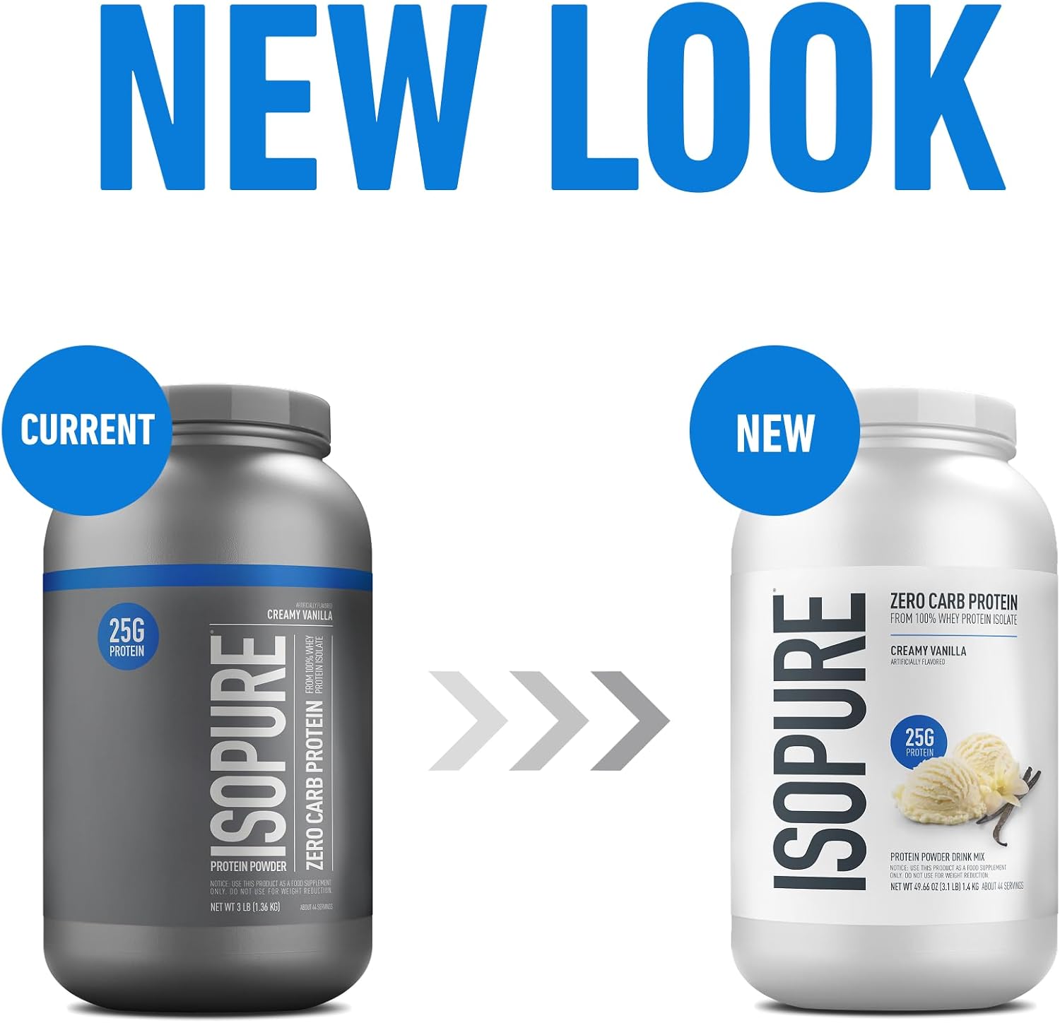 Isopure Zero Carb 100% Pure Whey Isolate Protein Powder, Lactose Free, Gluten Free, With Vitamins, Creamy Vanilla, 25g Protein Per Serving, 3 Lbs, 44 Servings (Packaging May Vary) Creamy Vanilla 3 Pound (Pack of 1)