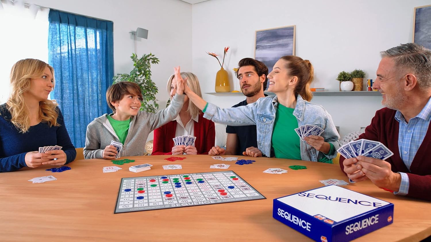 SEQUENCE- Original SEQUENCE Game with Folding Board, Cards and Chips by Jax ( Packaging may Vary ) White, 10.3