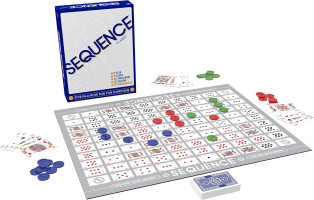 SEQUENCE- Original SEQUENCE Game with Folding Board, Cards and Chips by Jax ( Packaging may Vary ) White, 10.3