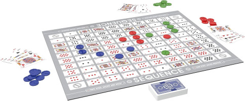 SEQUENCE- Original SEQUENCE Game with Folding Board, Cards and Chips by Jax ( Packaging may Vary ) White, 10.3