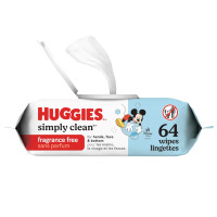 Huggies Simply Clean Unscented Baby Diaper Wipes, 1 Flip-Top Pack (64 Wipes Total), Packaging May Vary 64 Count (Pack of 1)