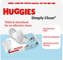 Huggies Simply Clean Unscented Baby Diaper Wipes, 1 Flip-Top Pack (64 Wipes Total), Packaging May Vary 64 Count (Pack of 1)