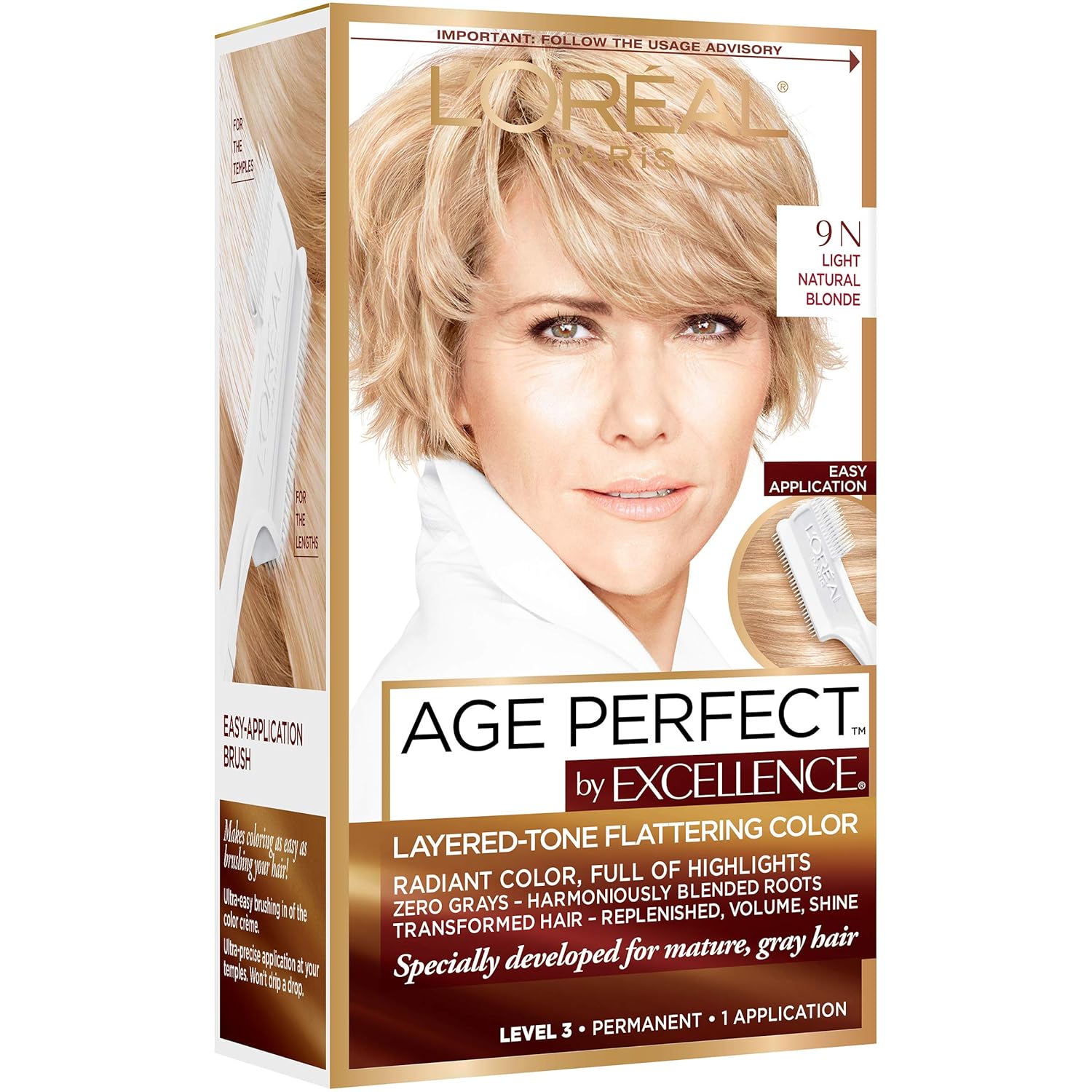 L'Oreal Paris Age Perfect Permanent Hair Color, 9N Light Natural Blonde, 1 kit 9N Light Natural Blonde 6.25 Fl Oz (Pack of 1)