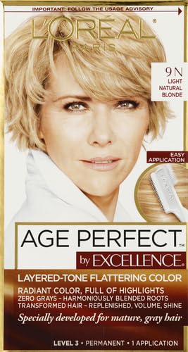 L'Oreal Paris Age Perfect Permanent Hair Color, 9N Light Natural Blonde, 1 kit 9N Light Natural Blonde 6.25 Fl Oz (Pack of 1)