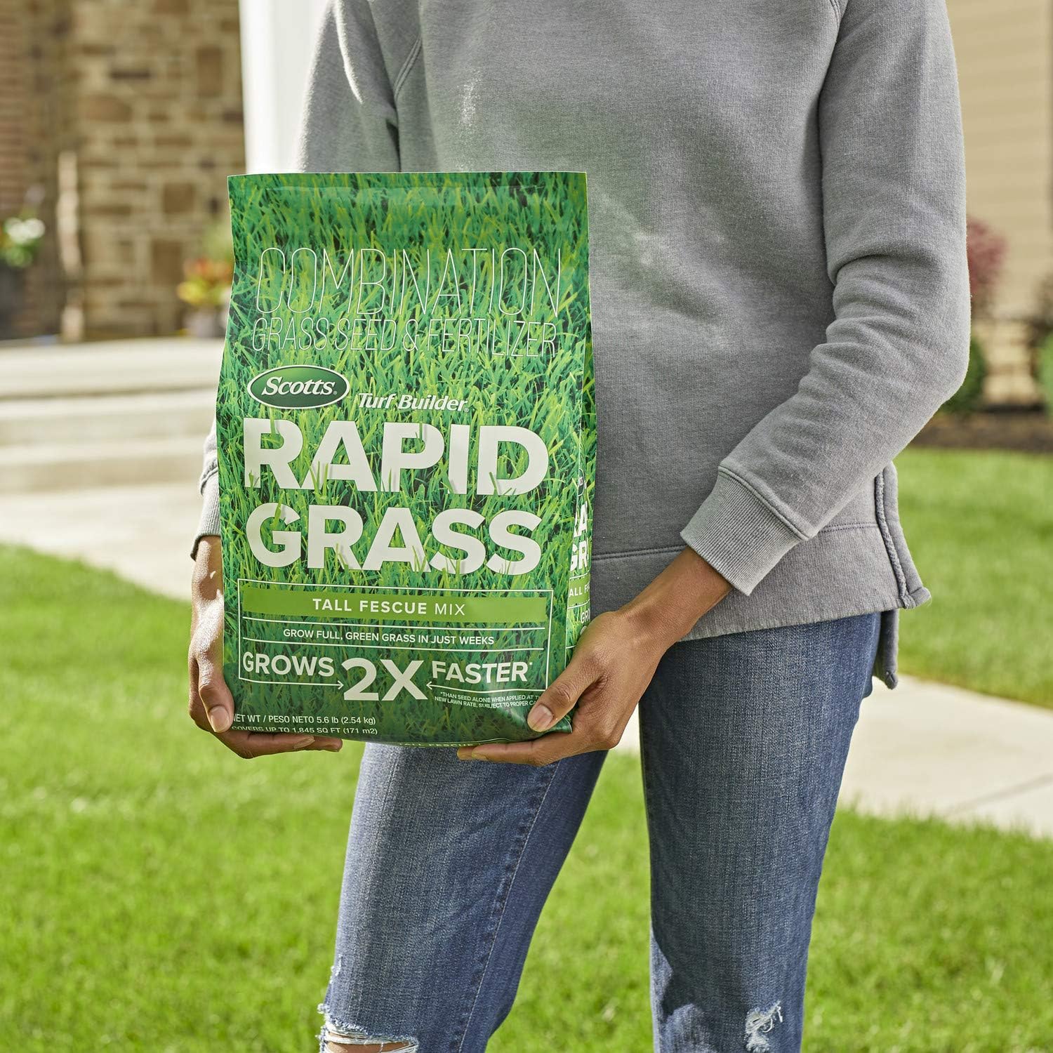 Scotts Turf Builder Rapid Grass Tall Fescue Mix, Combination Seed and Fertilizer, Grows Green Grass in Just Weeks, 5.6 lbs. 5.6 lb.