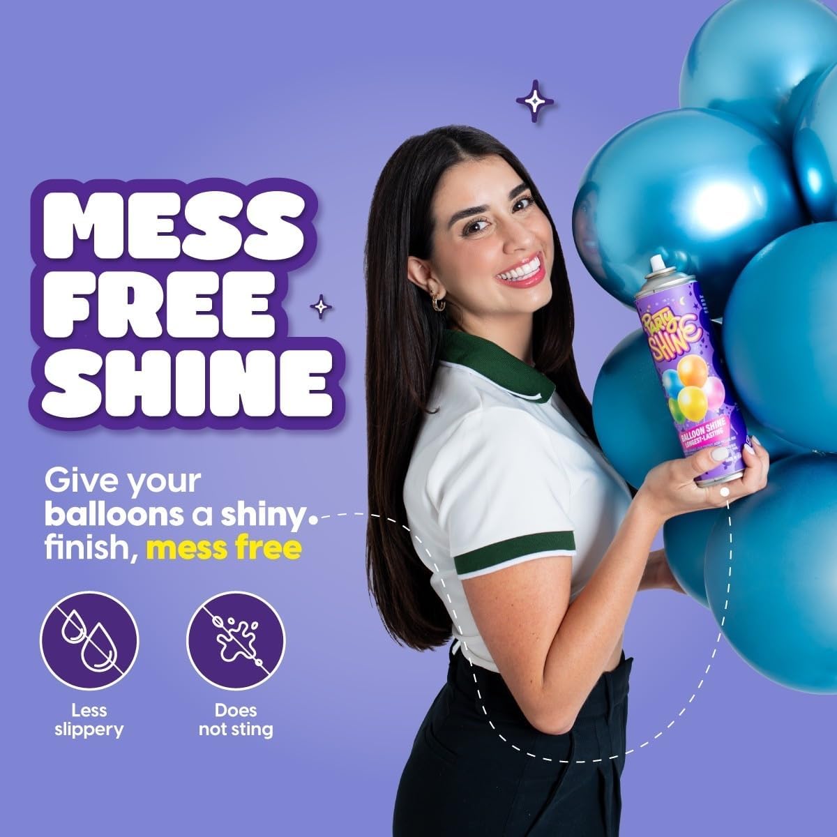 Party Shine Balloon Shine Spray, Silicone Spray for Latex Balloons, Balloon Spray Shine, Waterproof, Fragrance-free and Less Slippery Formula, Perfect for Balloon Décor, Parties, Events, 13oz (1 Pack) Unscented 13oz-1PK