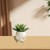 Smiling Plant Pot with Middle Fingers Up, Flower Pots for Succulents, Funny Resin Figure Planter Pot for Indoor Outdoor