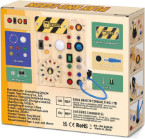 Busy Board, Montessori Toy for 1-3 Years Old, Wooden Toddler Sensory Travel Toy, Ideal Gift for 1+ Year Old Boys (Busy Board Plus V2), Medium, Yellow