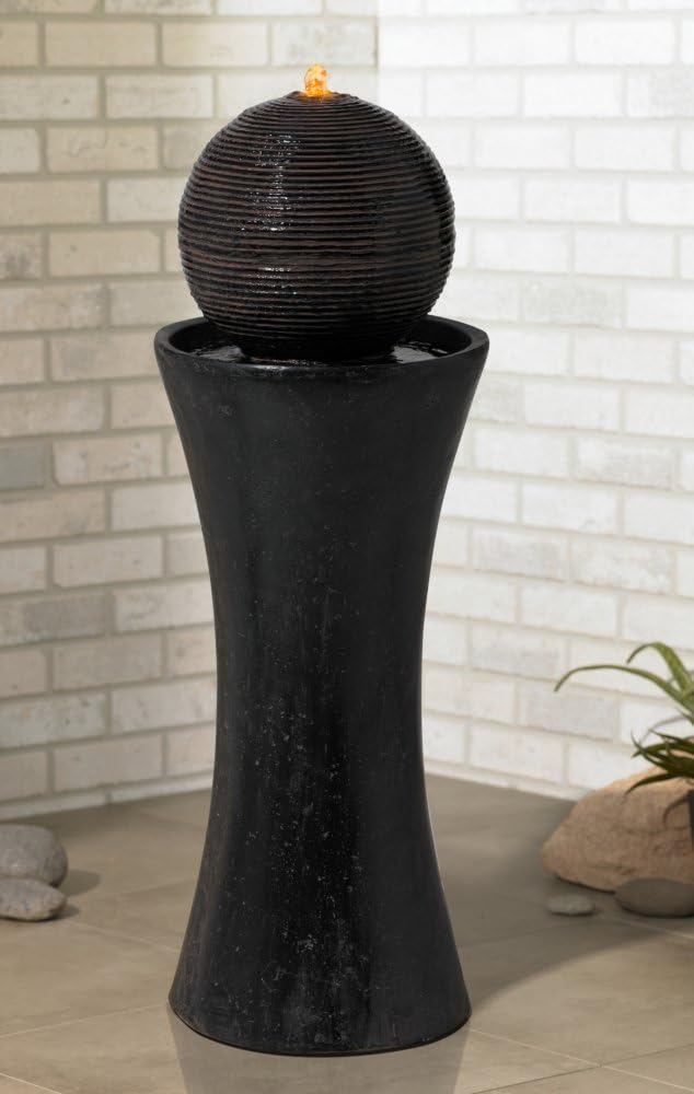 Dark Sphere Modern Zen Outdoor Floor Water Fountain 30