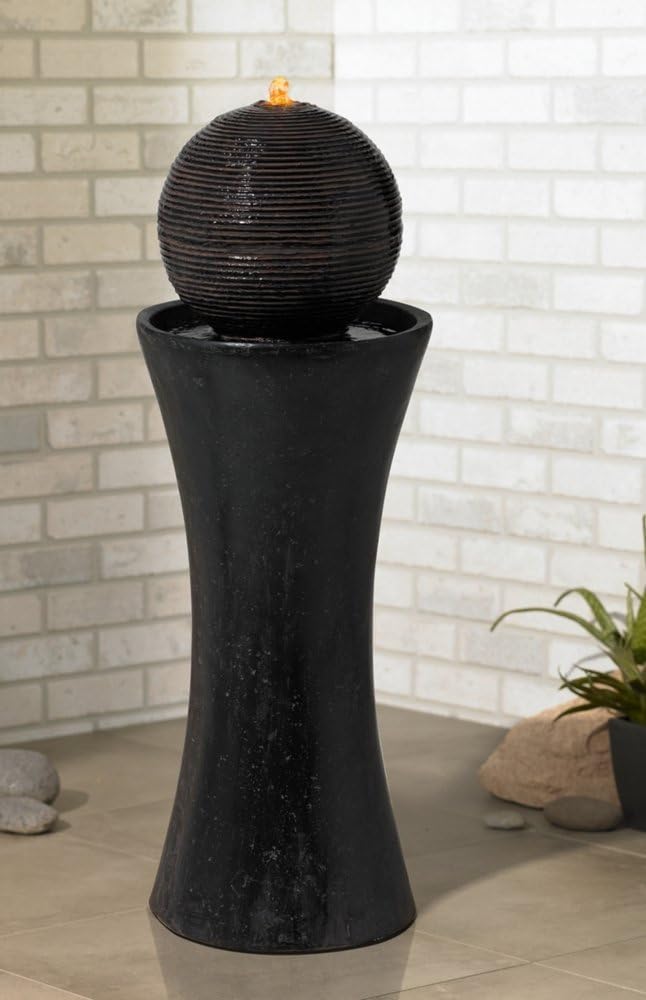 Dark Sphere Modern Zen Outdoor Floor Water Fountain 30