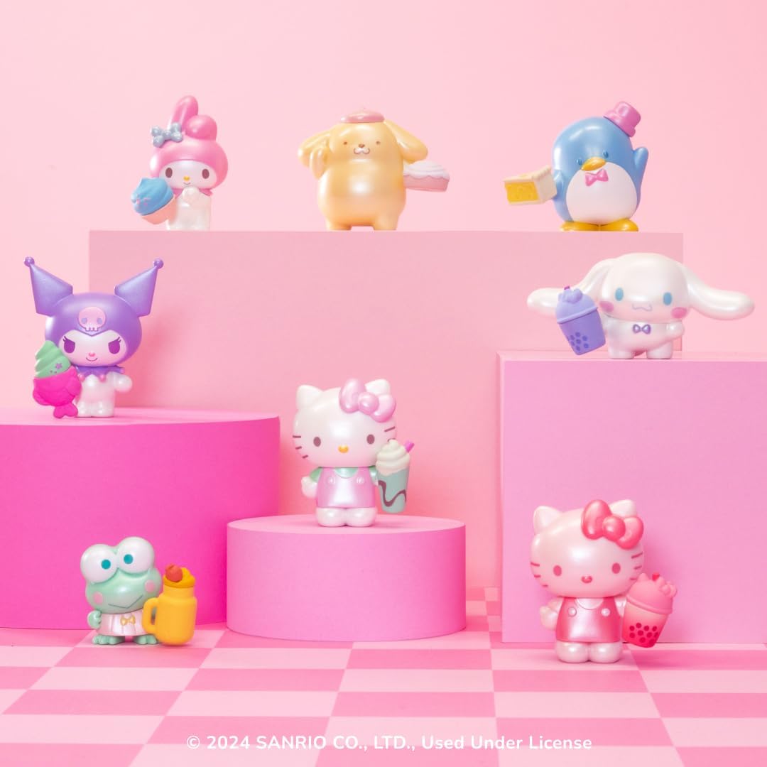 Hello Kitty and Friends Sweet Snacks 8-Pack with Mix and Match Sweet Accessories - 2” Figures - Hello Kitty, My Melody, Kuromi, Cinnamoroll, Pompompurin, Keroppi, and Tuxedosam