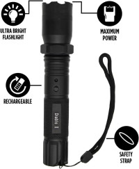 Guard Dog Diablo 2 Tactical Stun Gun with LED Flashlight for Self Defense – Police Strength Power, Concealed Technology, Rechargeable Battery, Free Holster & Car Charger Included