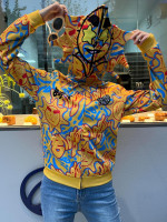Retro Lazy Style Hoodie for Men Women Fun Multi Angle Full Zip Up Hoodie Oversized Hooded Sweatshirt Medium Yellow