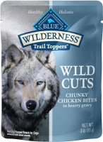 Blue Buffalo Wilderness Trail Toppers Wild Cuts High Protein Natural Wet Dog Food, Chunky Chicken Bites in Hearty Gravy 3-oz pouches (Pack of 24) Chicken 3 Ounce (Pack of 24)