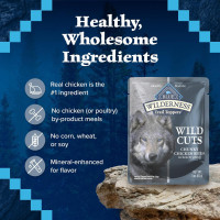 Blue Buffalo Wilderness Trail Toppers Wild Cuts High Protein Natural Wet Dog Food, Chunky Chicken Bites in Hearty Gravy 3-oz pouches (Pack of 24) Chicken 3 Ounce (Pack of 24)