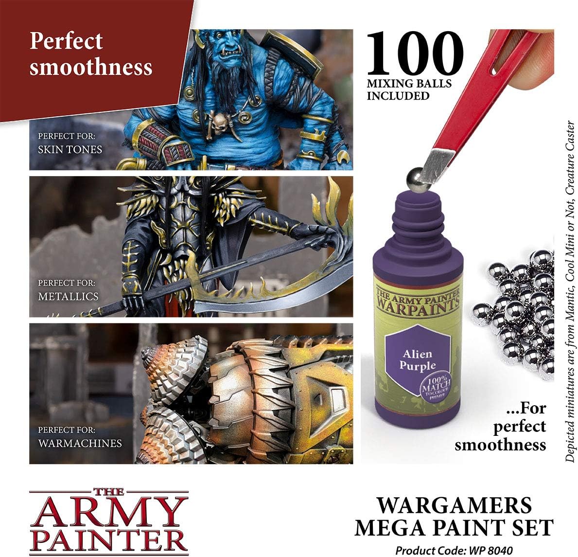 The Army Painter Paint Set - Miniature Painting Kit with 100 Rustproof Mixing Balls & 60 Nontoxic Acrylic Paints for Wargamers Hobby Model Paints for Plastic Models - Mini Figure Painting Kit