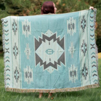 Aztec Throw Blanket Native American Blanket Southwestern Boho Decor Reversible Woven Tassels Mexican Blankets and Throws for Couch Bed Chair Wall Tapestry Livingroom Outdoor Beach Brown 51