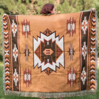 Aztec Throw Blanket Native American Blanket Southwestern Boho Decor Reversible Woven Tassels Mexican Blankets and Throws for Couch Bed Chair Wall Tapestry Livingroom Outdoor Beach Brown 51