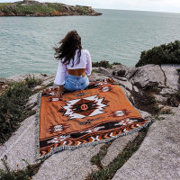 Aztec Throw Blanket Native American Blanket Southwestern Boho Decor Reversible Woven Tassels Mexican Blankets and Throws for Couch Bed Chair Wall Tapestry Livingroom Outdoor Beach Brown 51