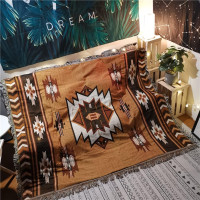 Aztec Throw Blanket Native American Blanket Southwestern Boho Decor Reversible Woven Tassels Mexican Blankets and Throws for Couch Bed Chair Wall Tapestry Livingroom Outdoor Beach Brown 51