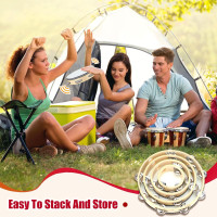 Reginary 8 Pcs Tambourine for Adults Handheld Wood Tambourine 4 Size Single Row Metal Jingles Musical Educational Gift Rhythm Percussion Instrument for Church Party Ktv(Natural)